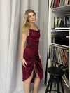 Mathea satin kjole - bordeaux