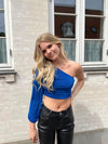 Samira one shoulder bluse - blå