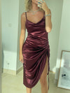 Mathea satin kjole - bordeaux