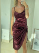Mathea satin kjole - bordeaux
