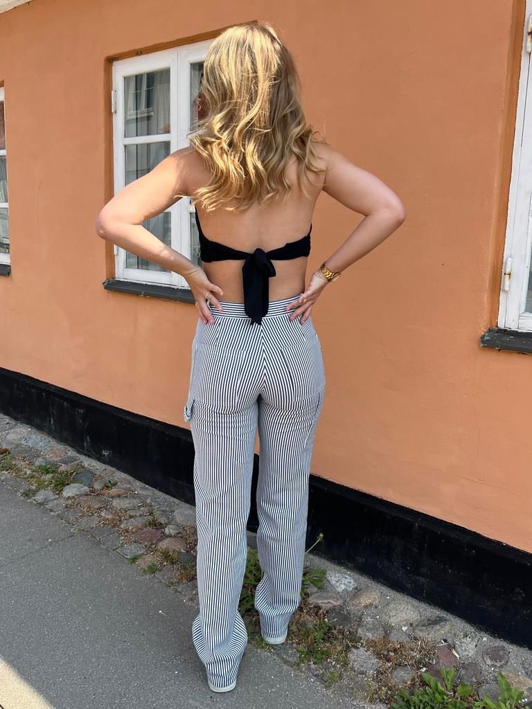 Emma stribet cowboy bukser - blå/hvid