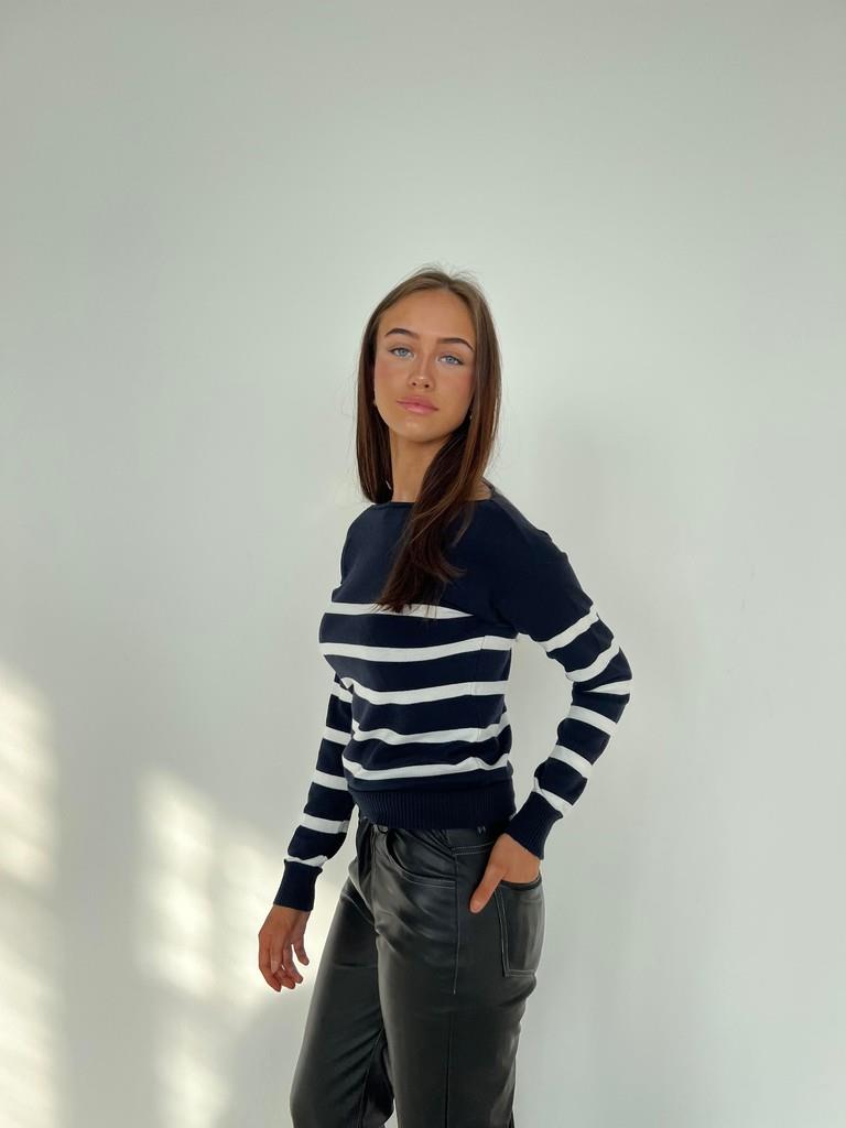 Emmy striktrøje - navy/hvid