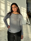 Albina bluse - Hvid/sort