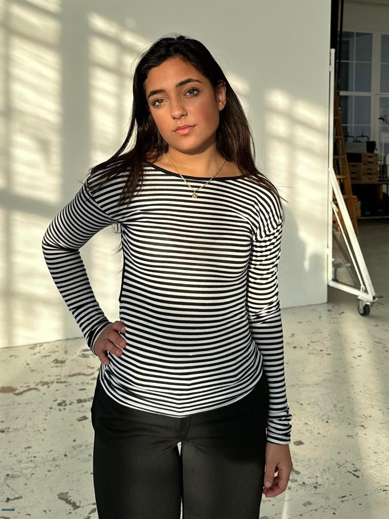 Albina bluse - Hvid/sort