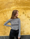Albina bluse - Hvid/sort