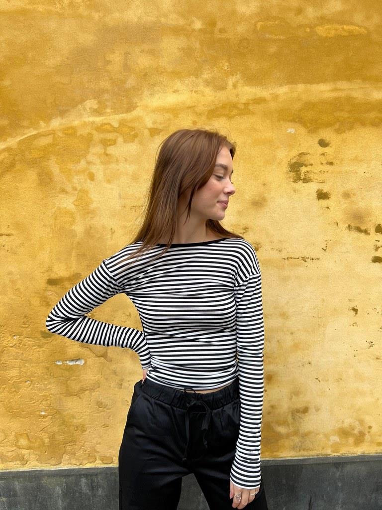 Albina bluse - Hvid/sort