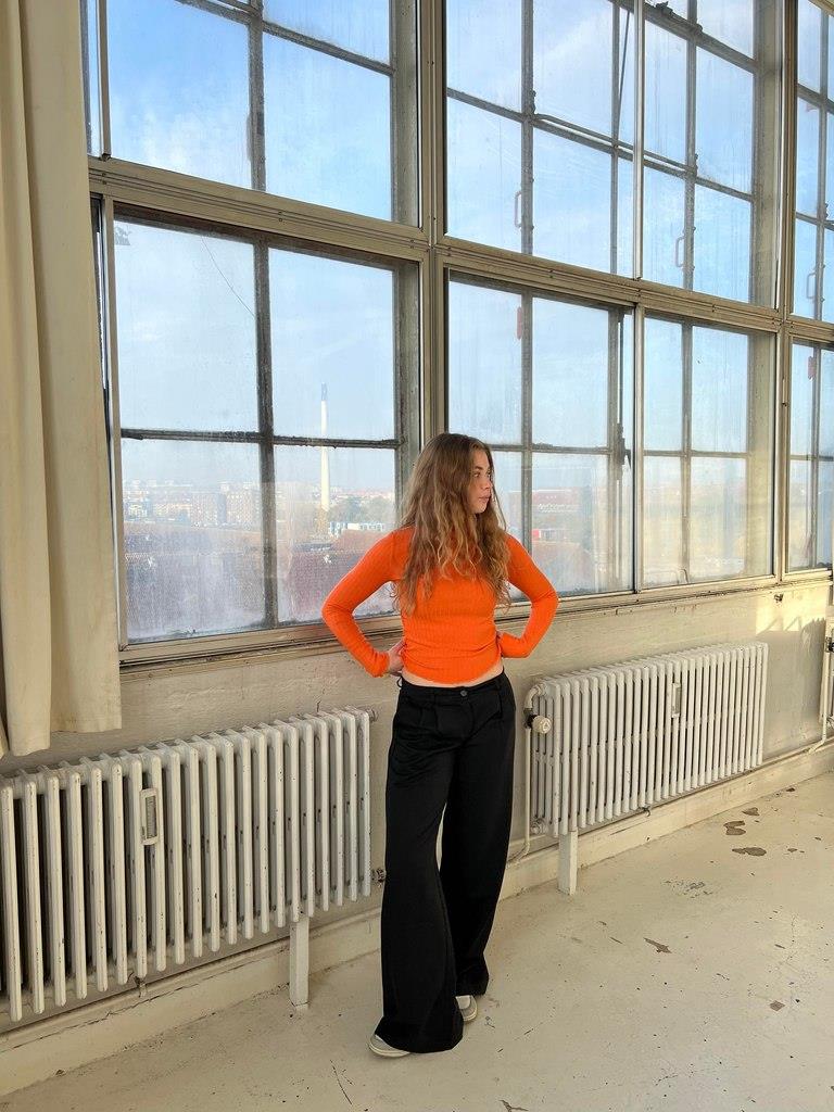 Anna Olympia langærmet bluse - Orange