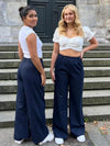 Amalia stribet bukser - navy