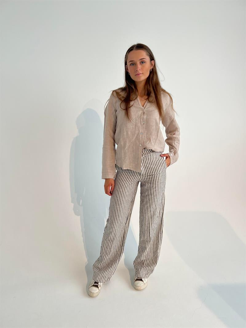 Sydney stribet bukser - sort/beige