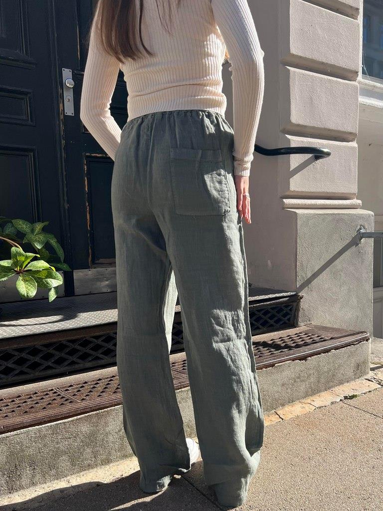 Signe hør bukser - kaki