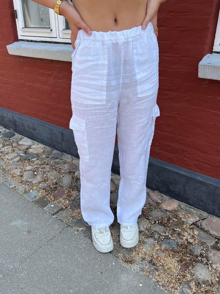 Ibbi hør bukser - hvid