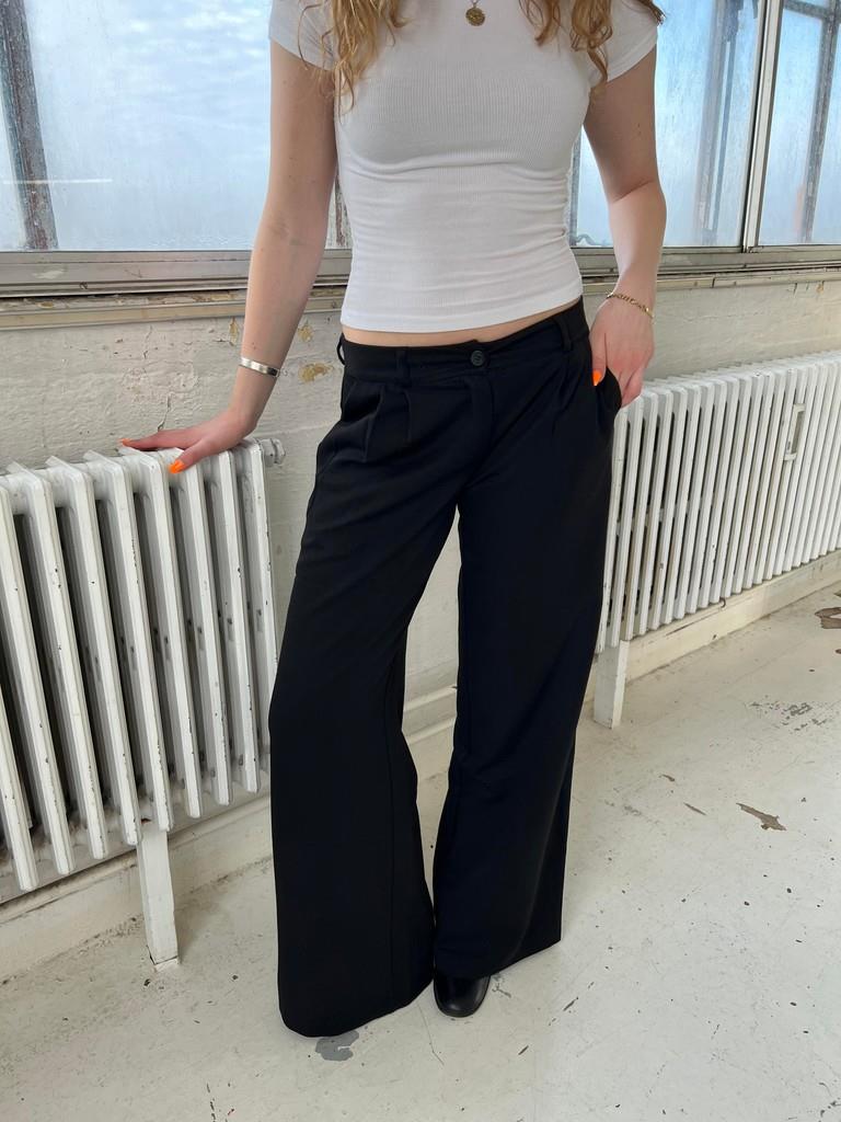 Anna Olympia wide leg suit pants - Sort