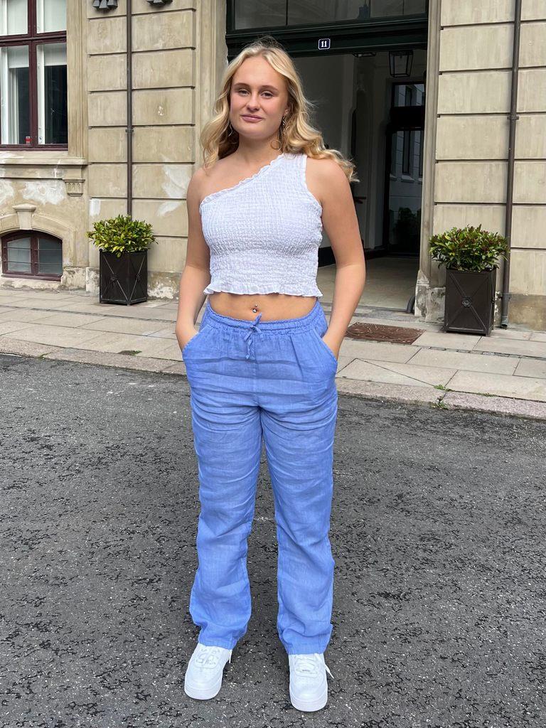 Aino hør bukser - lyseblå