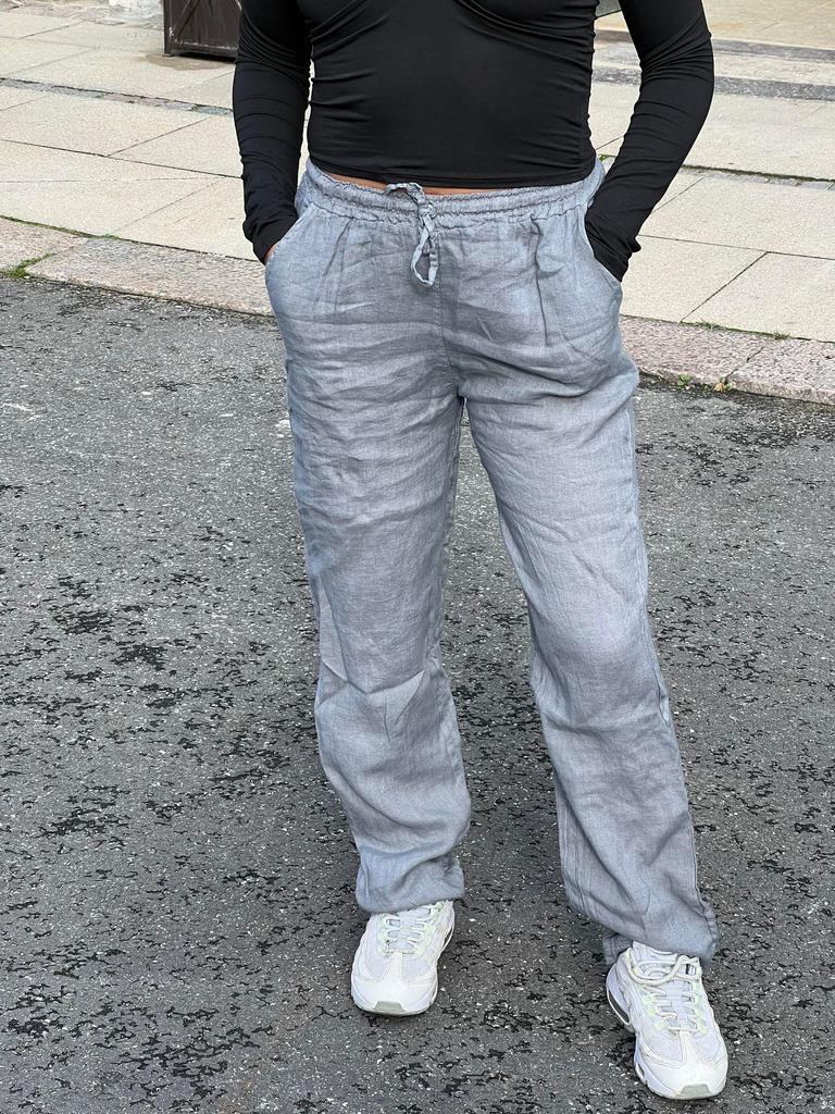 Aino hør bukser - grå