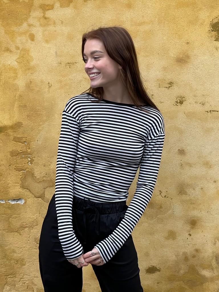 Albina bluse - Hvid/sort