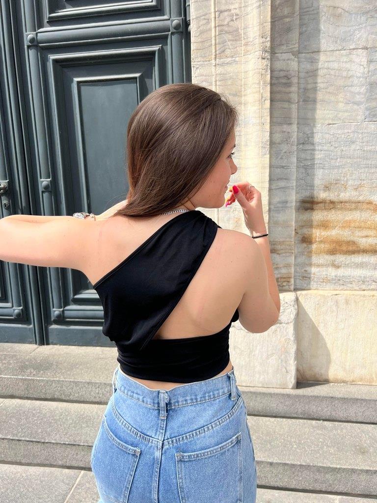 Soya one shoulder top - sort