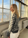 Paulina striktrøje - lysegrå/mørkegrå