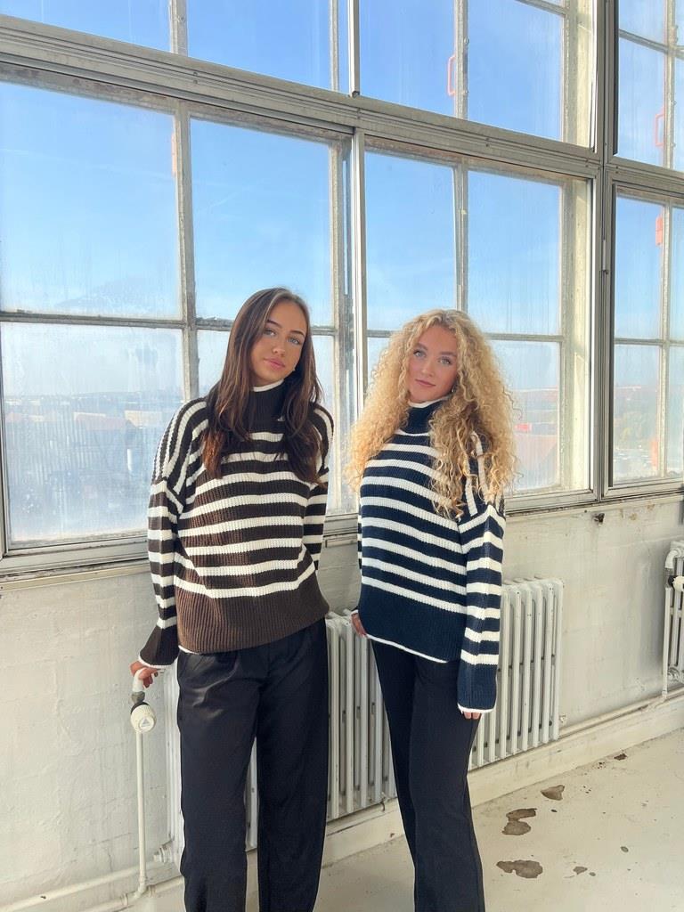 Berta striktrøje - navy/hvid