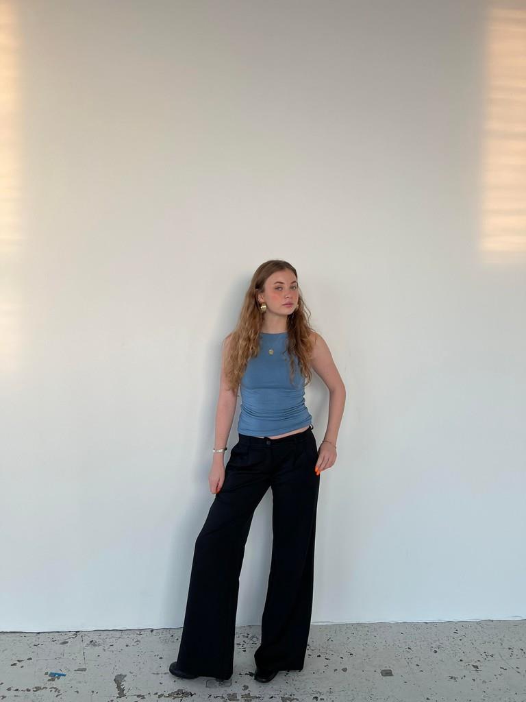 Anna Olympia wide leg suit pants - Sort
