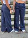 Amalia stribet bukser - navy