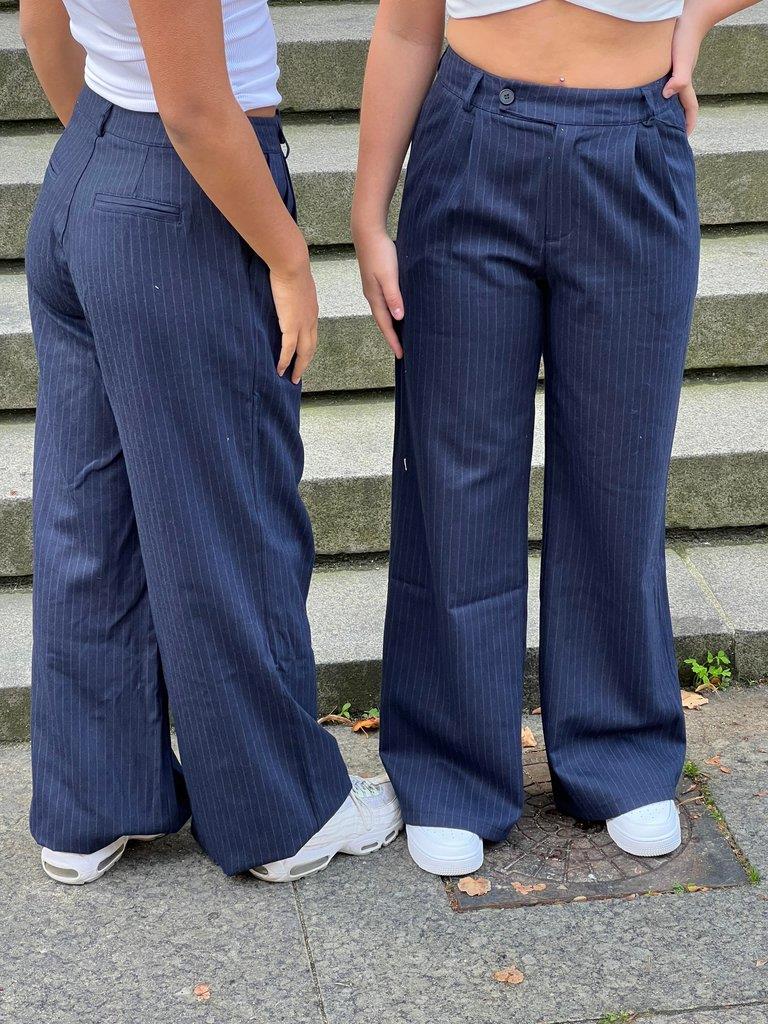 Amalia stribet bukser - navy