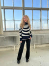Berta striktrøje - navy/hvid