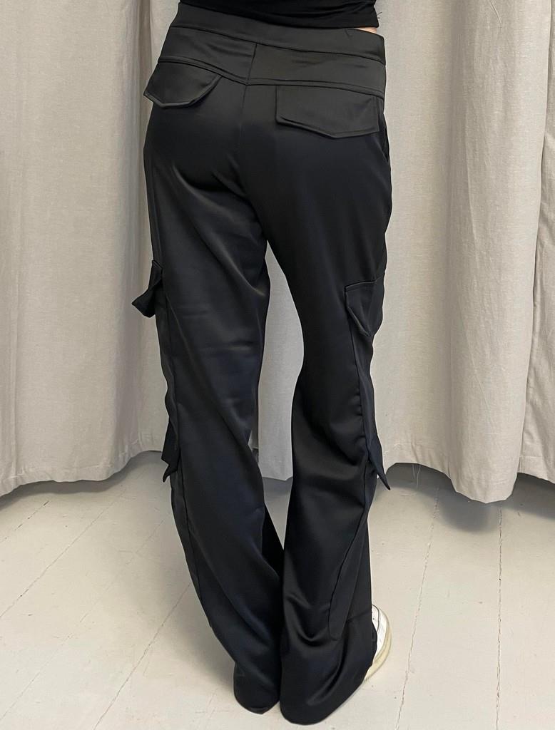 Fauna satin cargo bukser - Sort