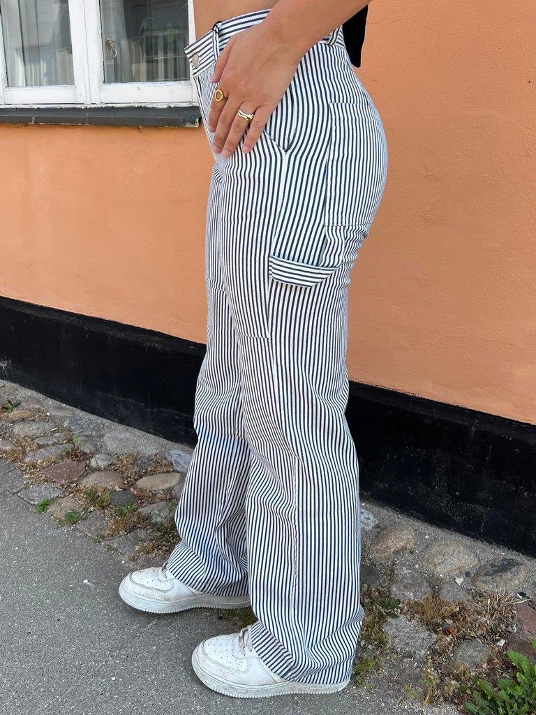 Emma stribet cowboy bukser - blå/hvid