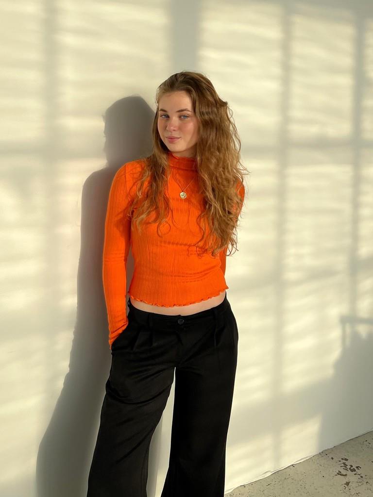 Anna Olympia langærmet bluse - Orange