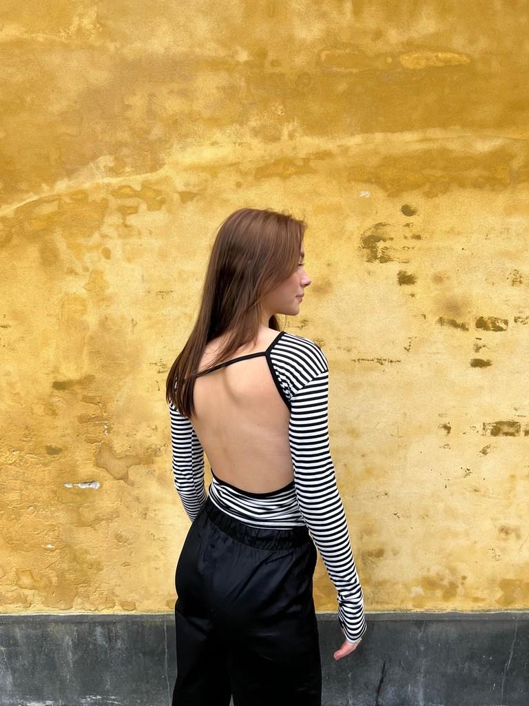 Albina bluse - Hvid/sort