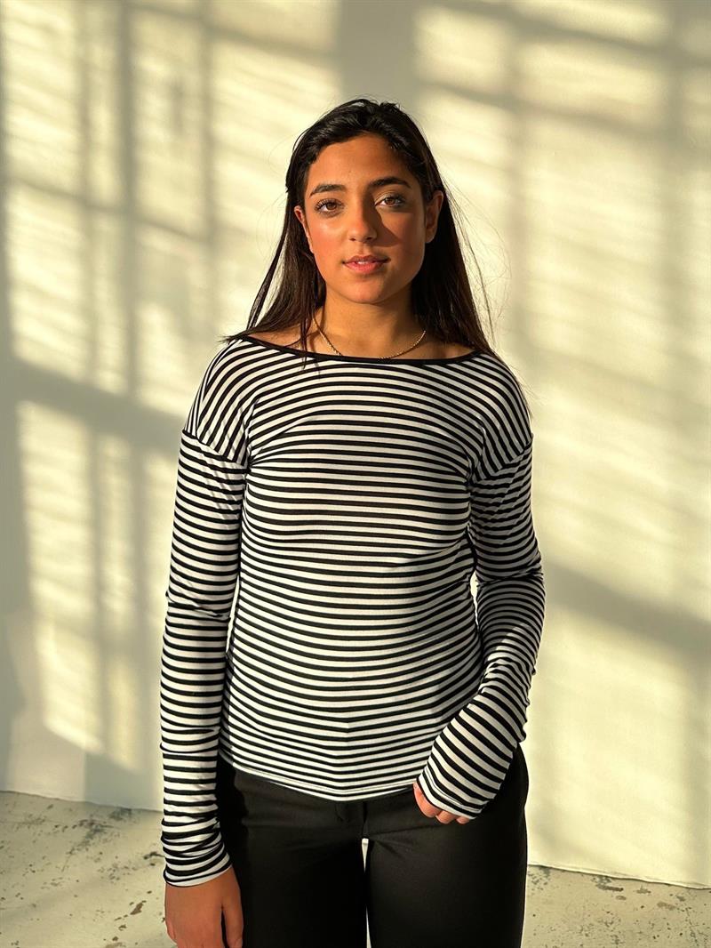 Albina bluse - Hvid/sort