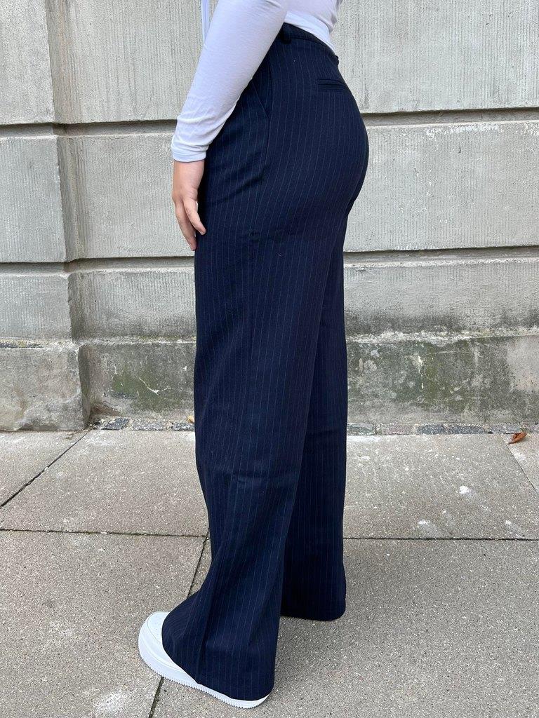 Amalia stribet bukser - navy