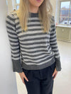 Paulina striktrøje - lysegrå/mørkegrå