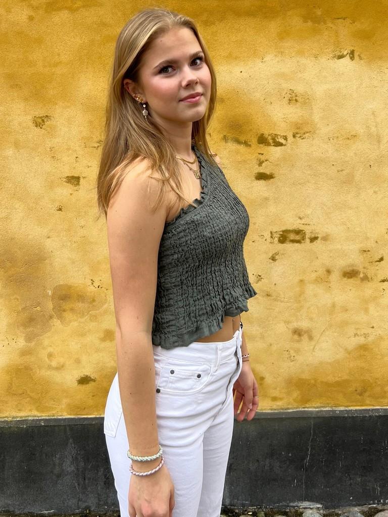 Ditte one shoulder top - kaki