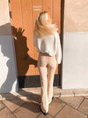 Flare bukser lys beige med lommer