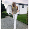 Flare bukser off white med lommer