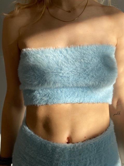 Fluffy tube top blå