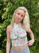 Gianna blomster top turkis