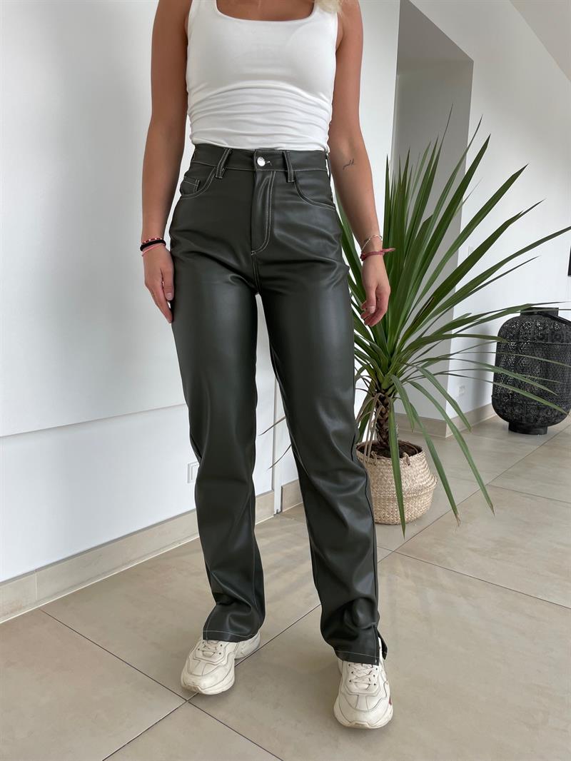 Ginny bukser i læder look kaki