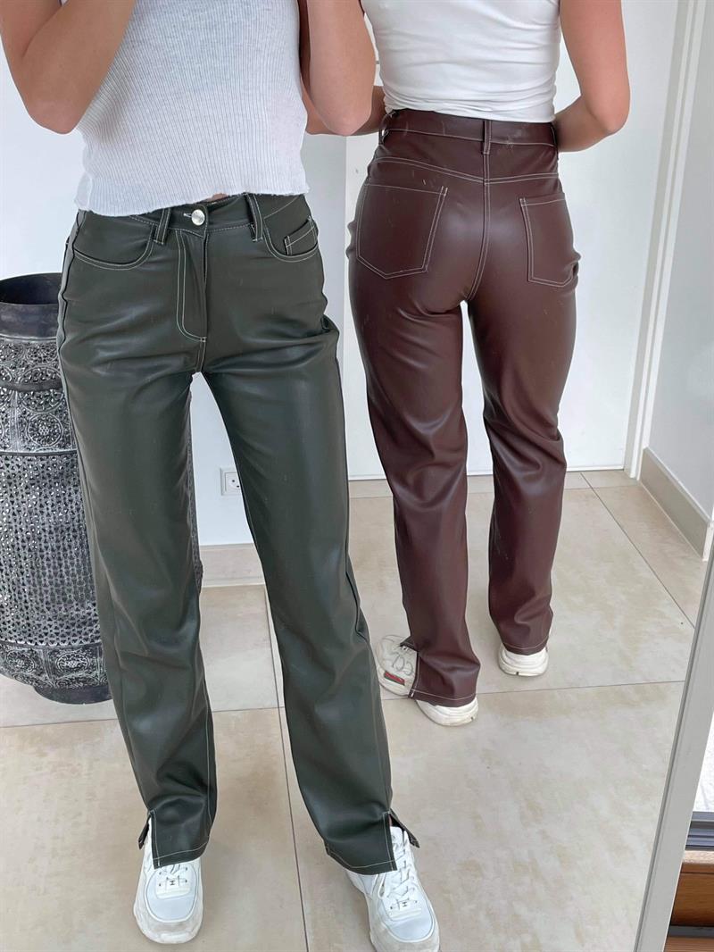 Ginny bukser i læder look kaki
