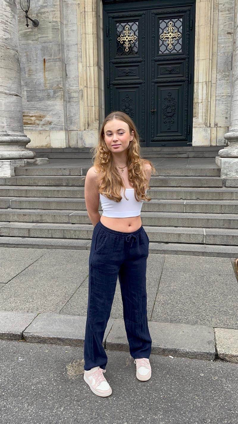 Anna Olympia hør bukser - navy