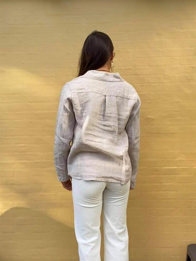 Lovisa hør skjorte beige med striber