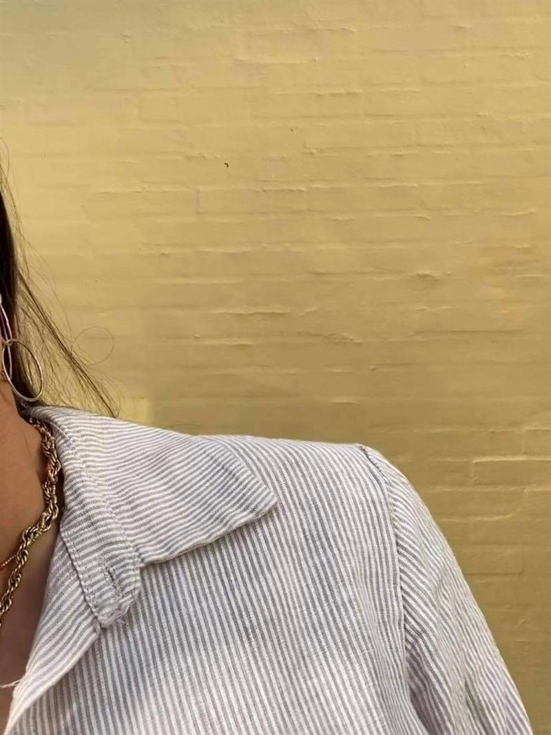 Lovisa hør skjorte beige med striber