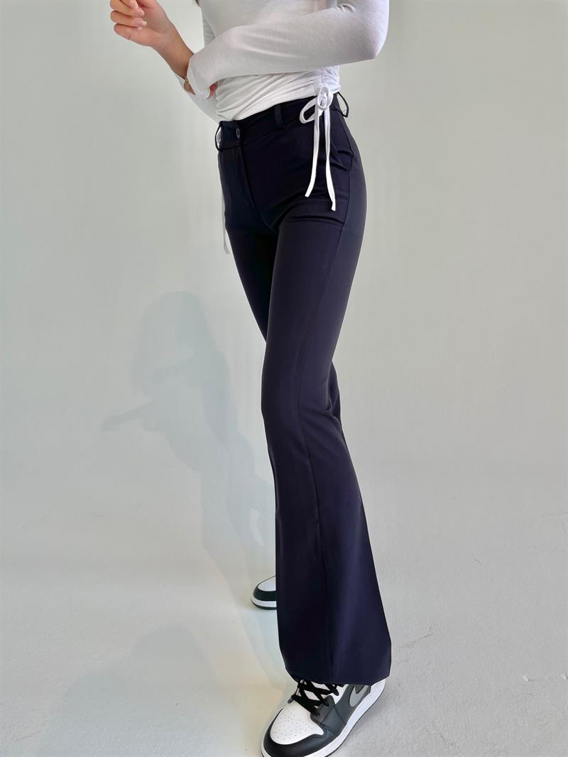 Flare bukser navy med lommer – Designbysi