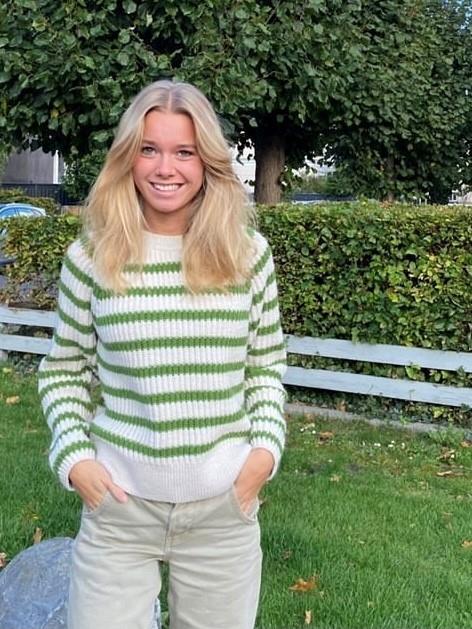 Peddey striktrøje grøn og beige