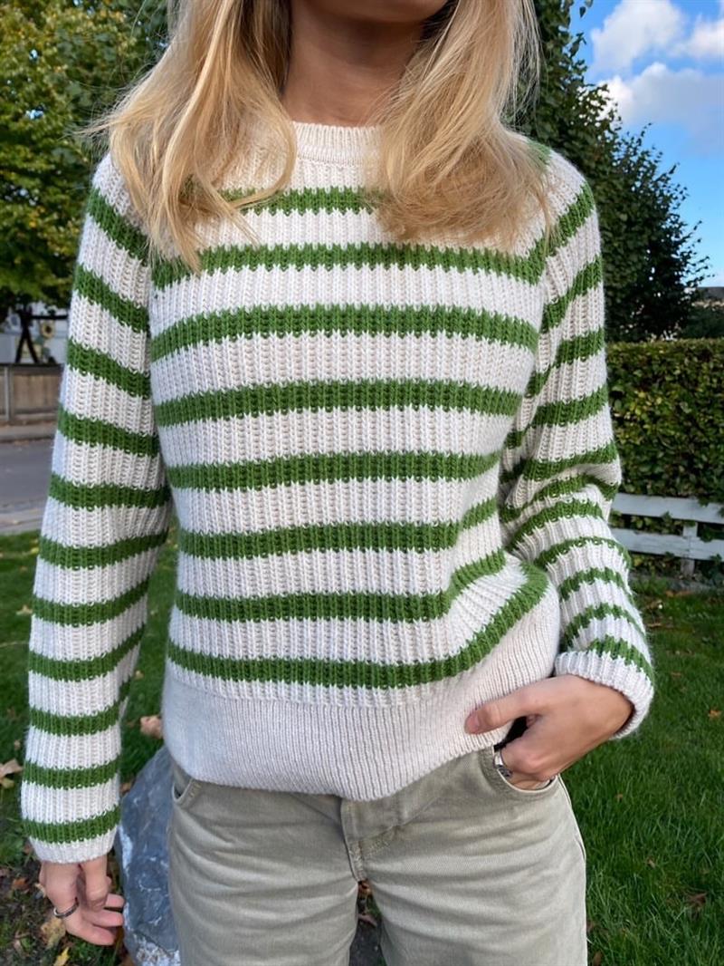Peddey striktrøje grøn og beige