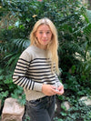 Matilde W striktrøje beige og sort